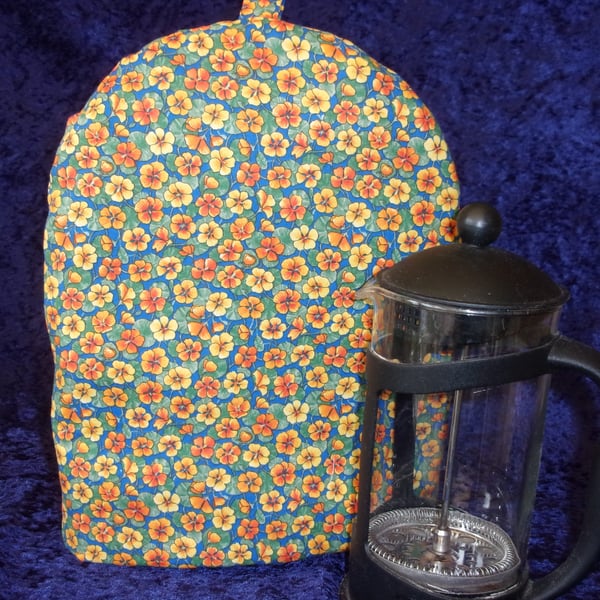 Large Coffee Pot Cosy with Orange & Yellow Flowers