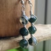 Handmade Natural Moss Agate & 925 Sterling Silver Drop Dangle Earrings Gift Box