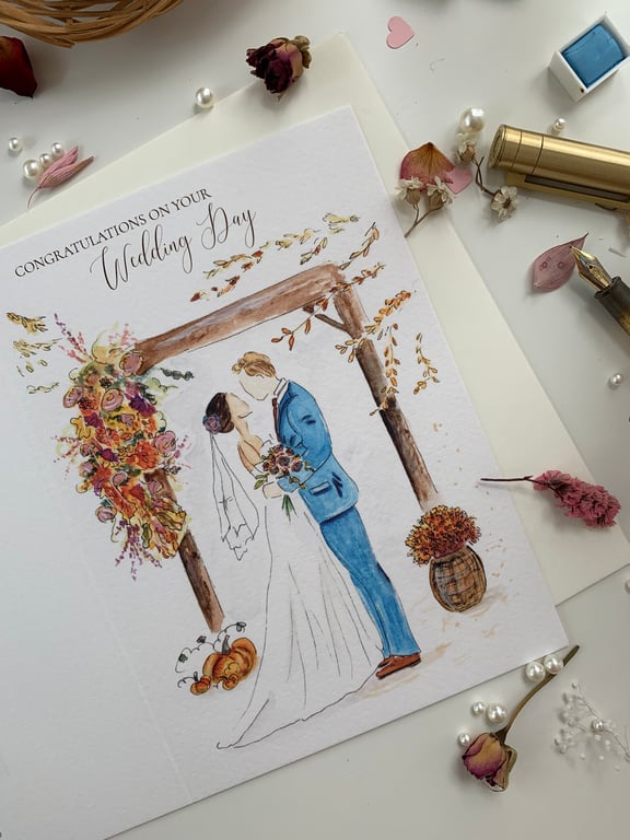 Congratulations on your Wedding day, wedding card, bride and groom