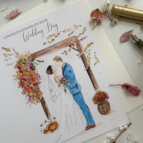Congratulations on your Wedding day, wedding card, bride and groom