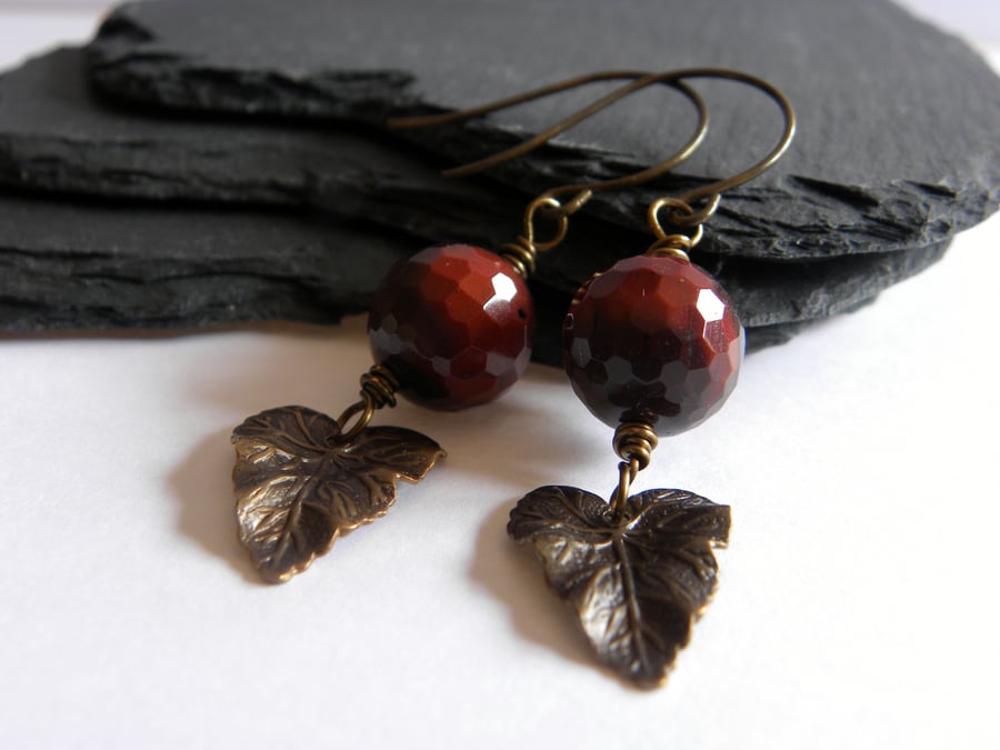 Berry Leaves - Mookaite Drop Earrings