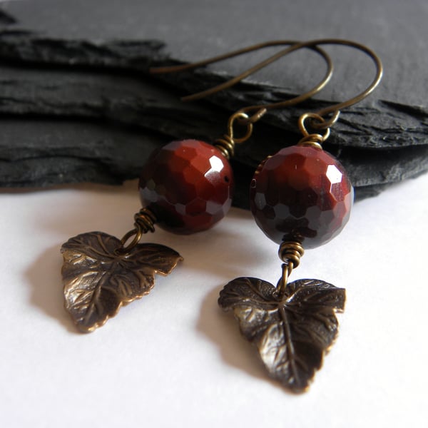 Berry Leaves - Mookaite Drop Earrings