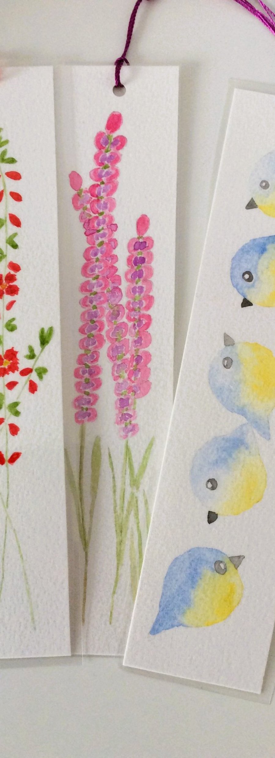 Original Hand Painted Pink Flower Bookmark