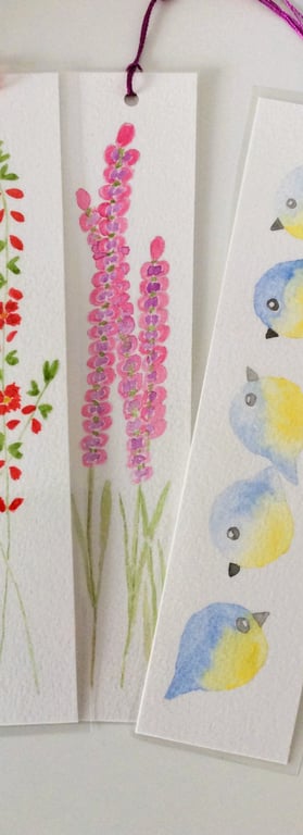 Original Hand Painted Pink Flower Bookmark