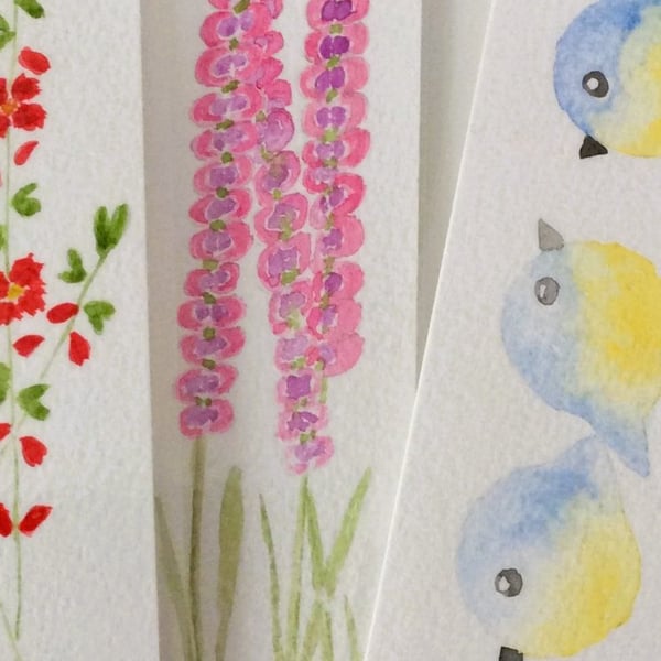 Original Hand Painted Pink Flower Bookmark