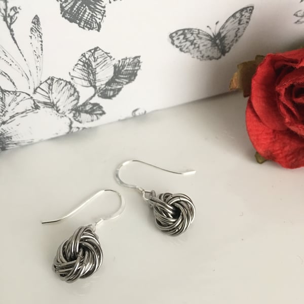 Stainless Steel Love Knot Earrings 11th Anniversary Gift Idea.