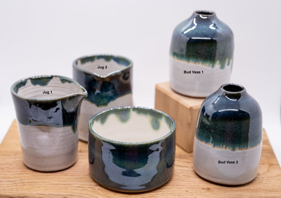 Handmade Ceramic Range in metallic midnight blue green