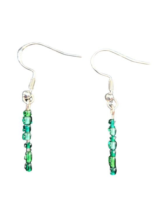 Green Blue Clear Miyuki Seed Beads - 925 Sterling Silver Hooks