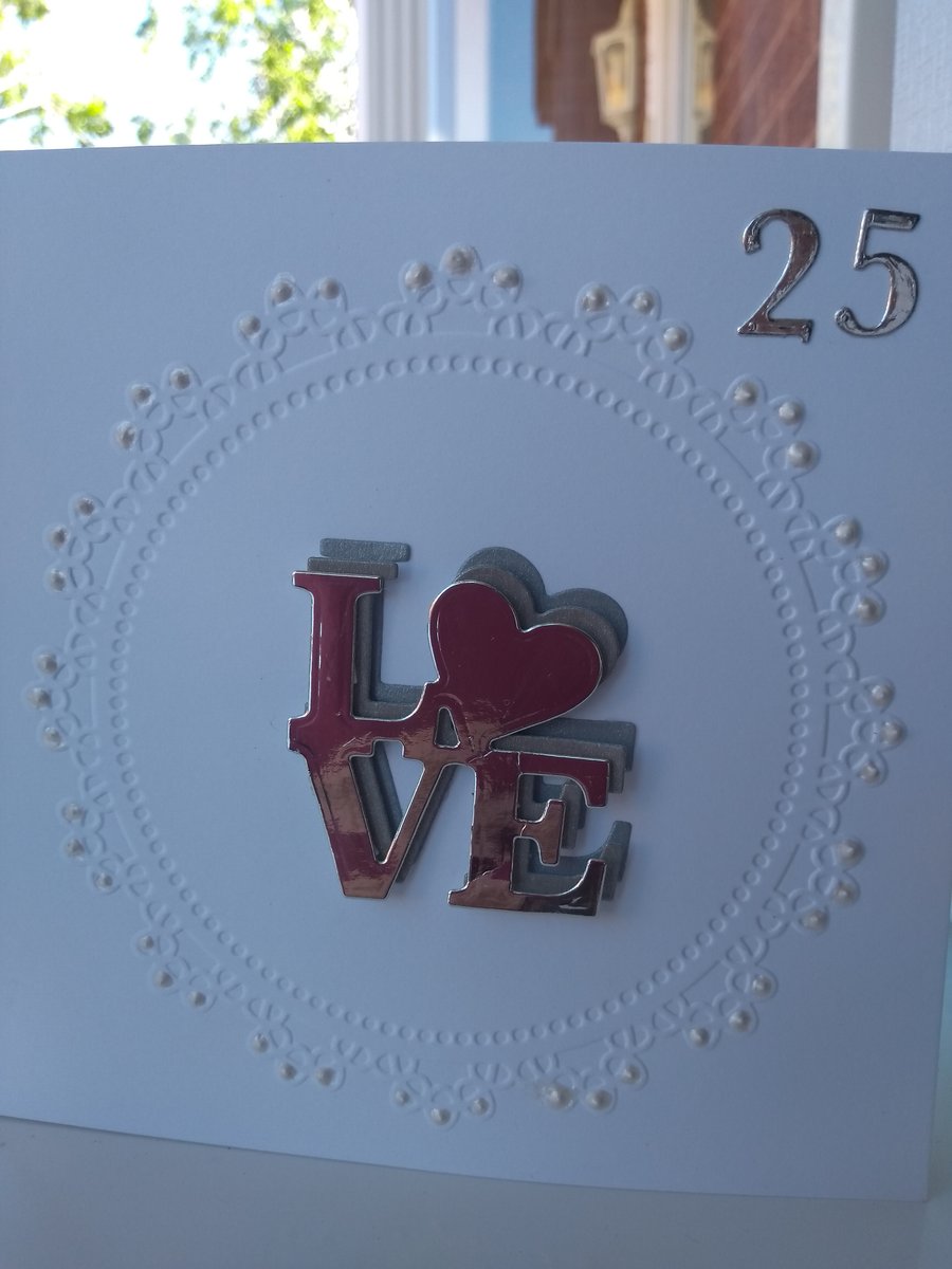 Silver wedding heart card