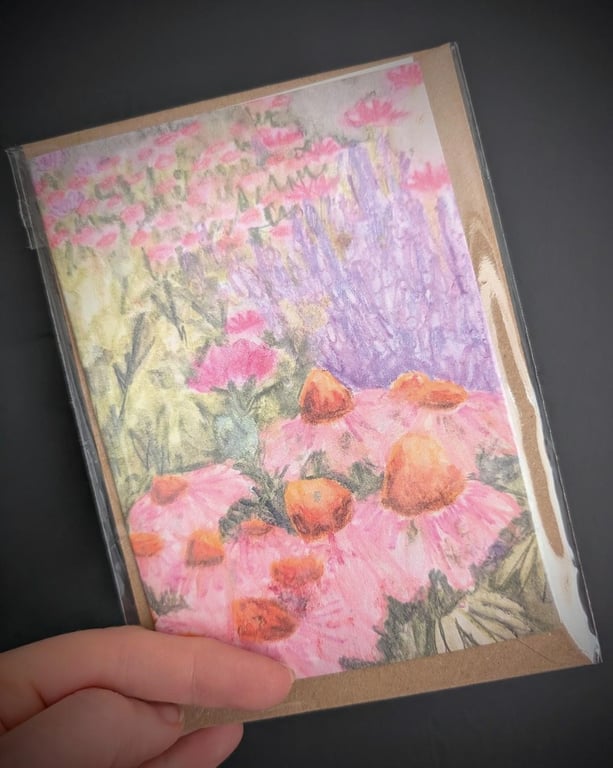 Echinacea & Wildflower Meadow Greetings Card 
