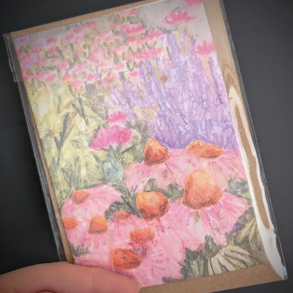 Echinacea & Wildflower Meadow Greetings Card 