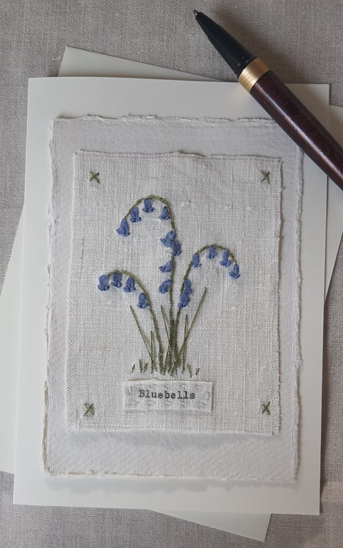 Hand Ribbon embroidered  keepsake blank greetings card