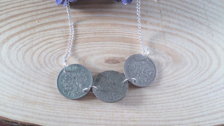 Silver Plated Sixpence Necklace