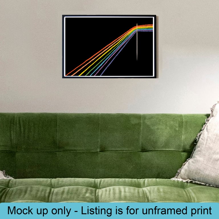Rainbow thread through needle, macro photography Print