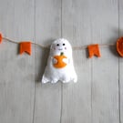 Craft kit, sewing kit, Make a ghost and pumpkin garland