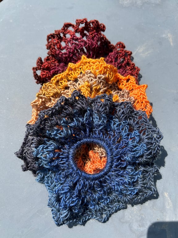 Lot of 3 Handmade lace crochet scrunchies hair accessories