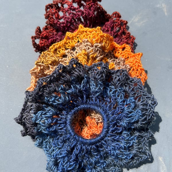Lot of 3 Handmade lace crochet scrunchies hair accessories
