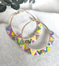 Colorful Beaded Hoop Earrings - Handmade Seed Bead Hoops