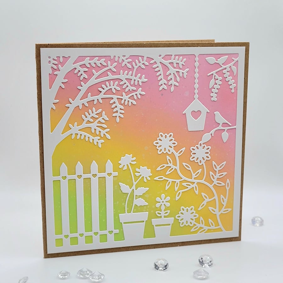 Garden Greeting Card. Cards, Sunset, Blank, Note Card, all occasions 