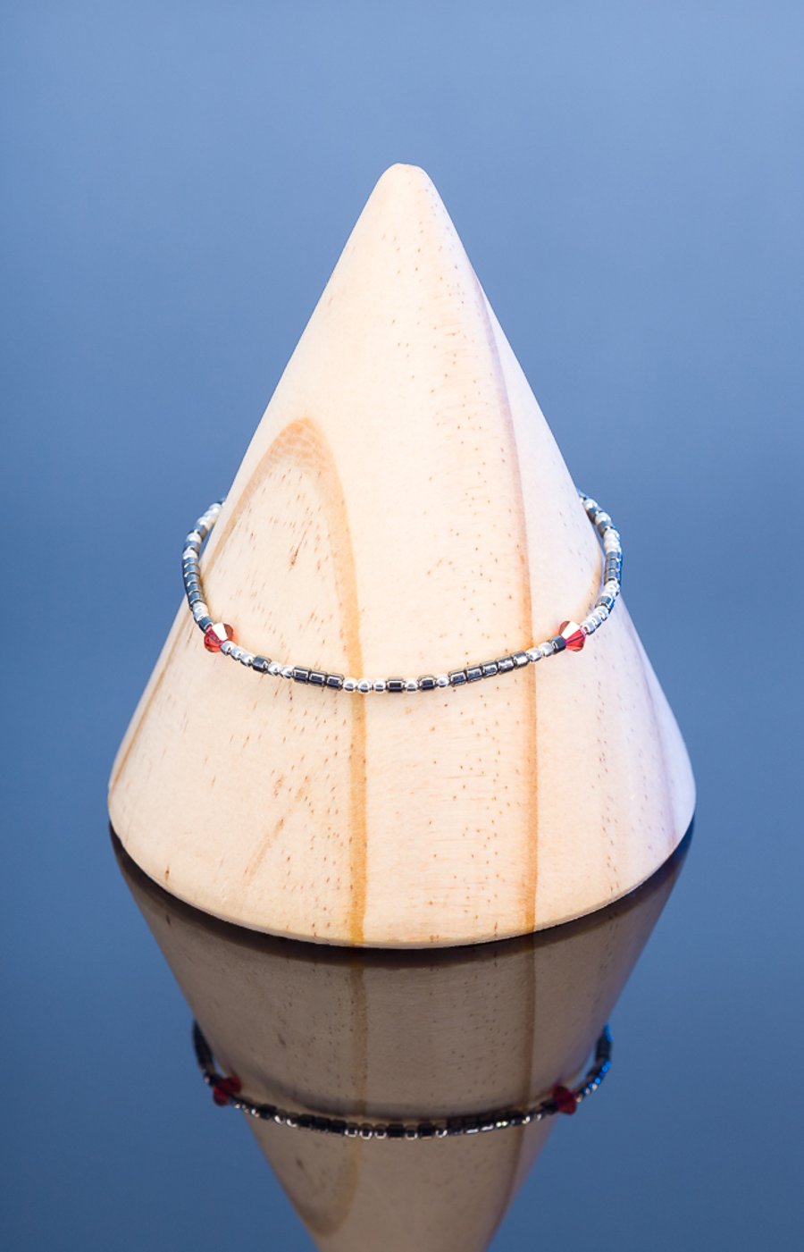 Bracelet morse code I love you I love you I love you sterling silver & hematite 