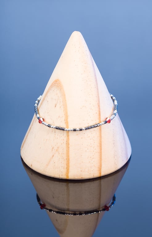 Bracelet morse code I love you I love you I love you sterling silver & hematite 