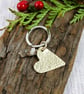 Keyring, Hammered Brass Heart with Engraved Message and Agate Gemstone - Image 2