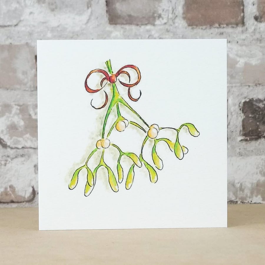 S A L E  Christmas Card Mistletoe Eco Friendly