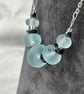 blue seaglass style lampwork glass disc necklace - Image 9