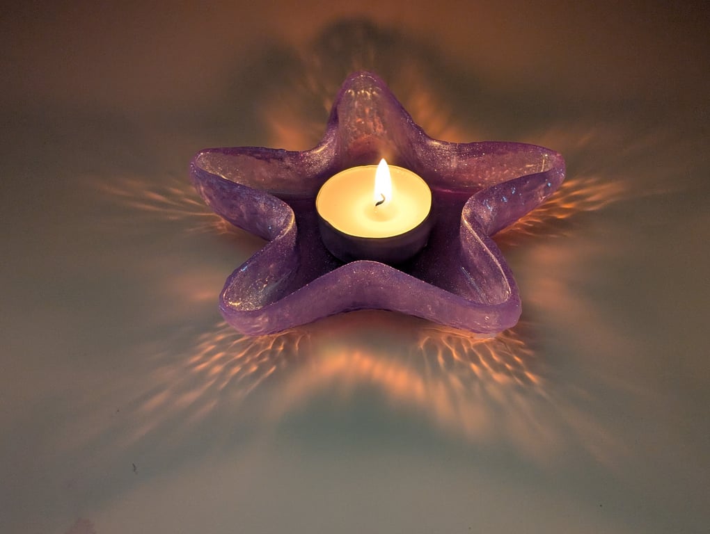 Purple Glitter Resin Starfish Dish - Handmade Trinket Tray