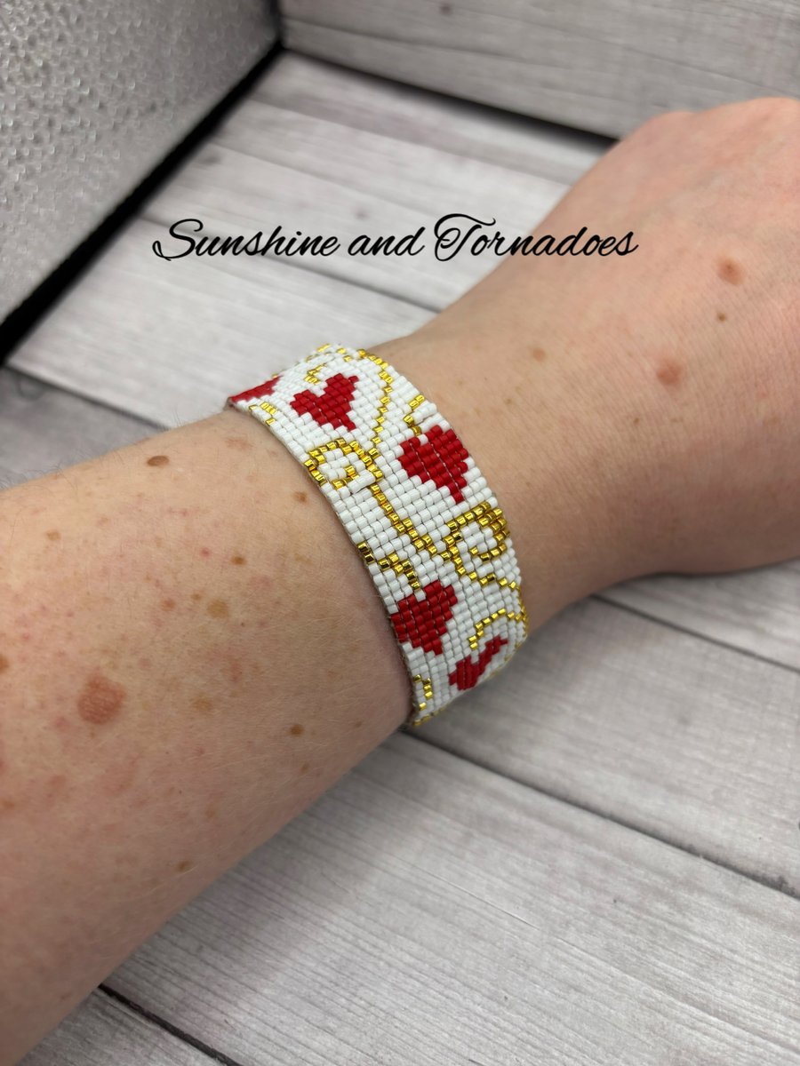 Loom Beaded Bracelet - Valentine - Handmade