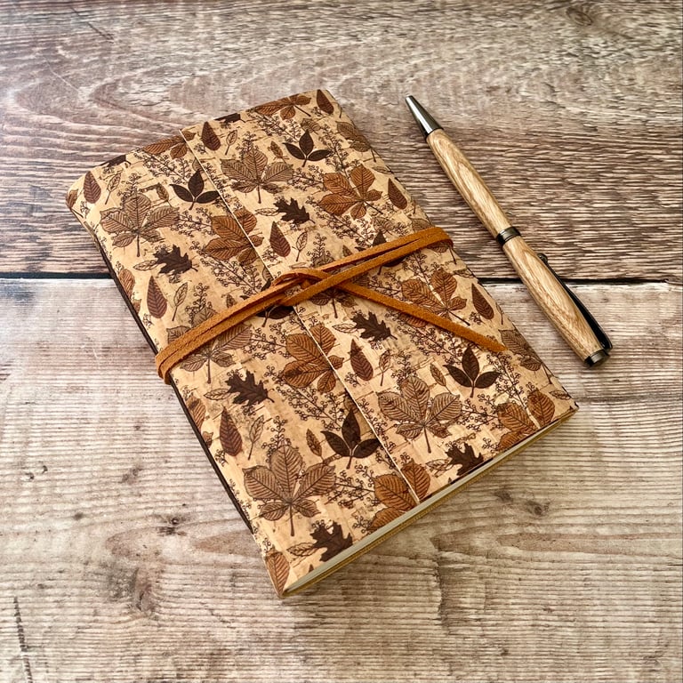 Cork Journal with Autumn Leaves