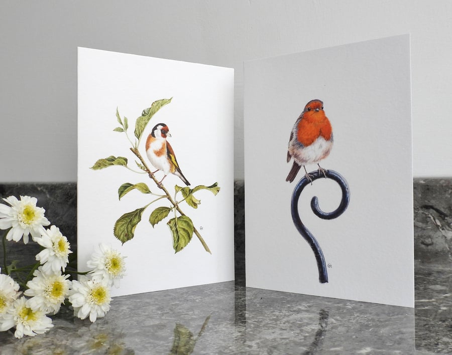 Garden Birds Greetings Cards, Pack of Two
