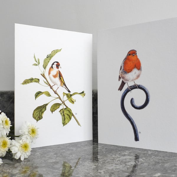 Garden Birds Greetings Cards, Pack of Two