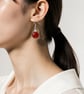 Faceted Orange Agate Coin & Sterling Silver Drop Earrings – Handmade - Image 4