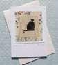 Little Black Cat hand-stitched miniature on card - good luck!