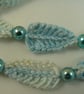 Glasses lanyard chain , crochet leaves with beads (blue variegated) - Image 3