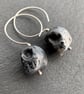 Norwegian Larvikite Hoop Earrings. All 925 Sterling Silver Hand Forged Wire - Image 5