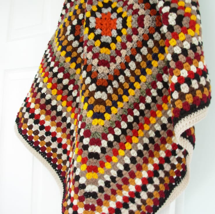 Crochet Granny Square Lap Blanket Shades of Autumn Folksy
