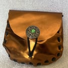 Bronze coloured Leather Medieval Style Pouch with Cats Eye Closure