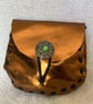 Bronze coloured Leather Medieval Style Pouch with Cats Eye Closure
