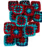 Handmade Crochet Granny Squares Crimson Tide Boho Patchwork Motifs