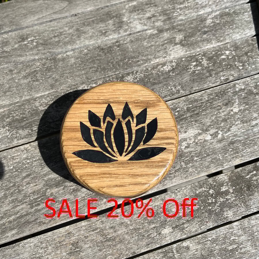 Lotus Flower Oak Jewellery - Trinket Box (WB9)