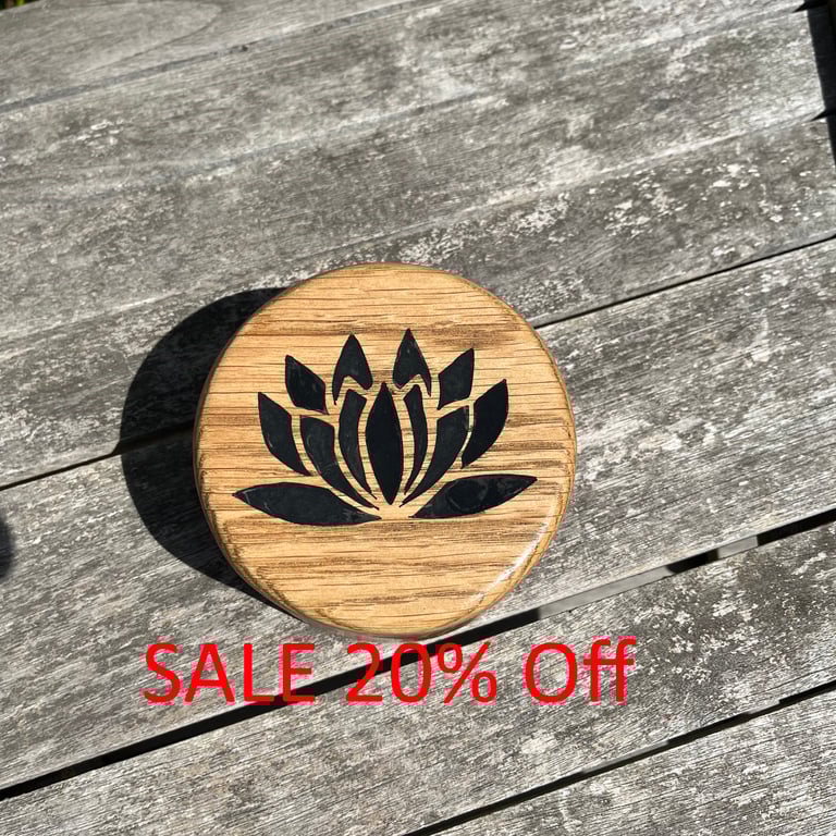 Lotus Flower Oak Jewellery - Trinket Box (WB9)