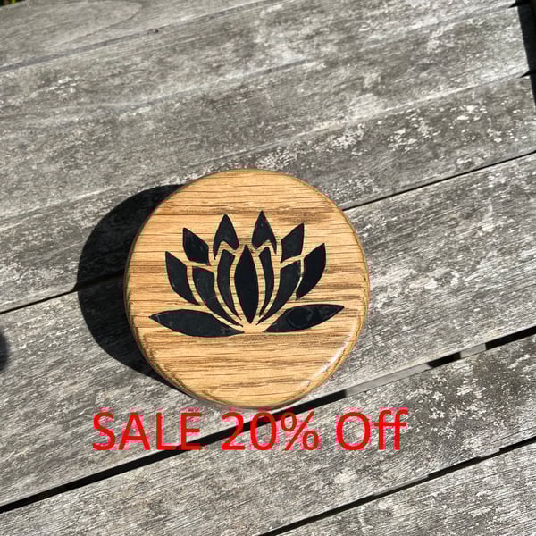 Lotus Flower Oak Jewellery - Trinket Box (WB9)