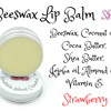 Beeswax Lip Balm. Strawberry flavour. Natural ingredients. SPF. Vitamin E.