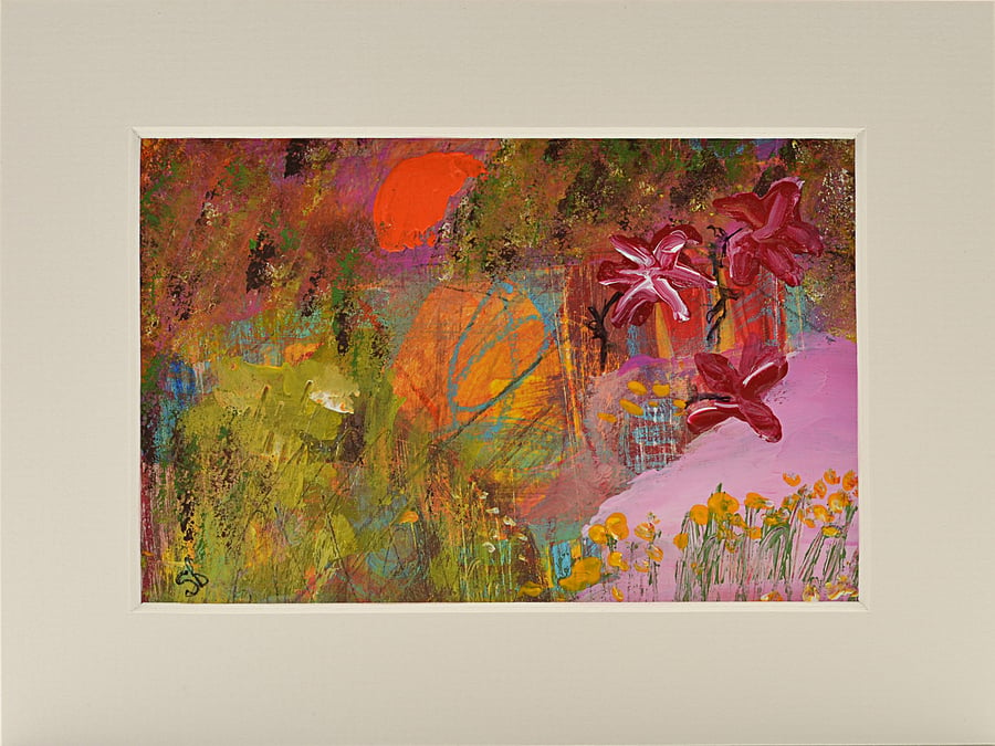Original Abstract Painting of a Garden (8x6 inches)