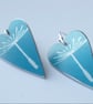 Dandelion seed heart earrings in blue - Image 3