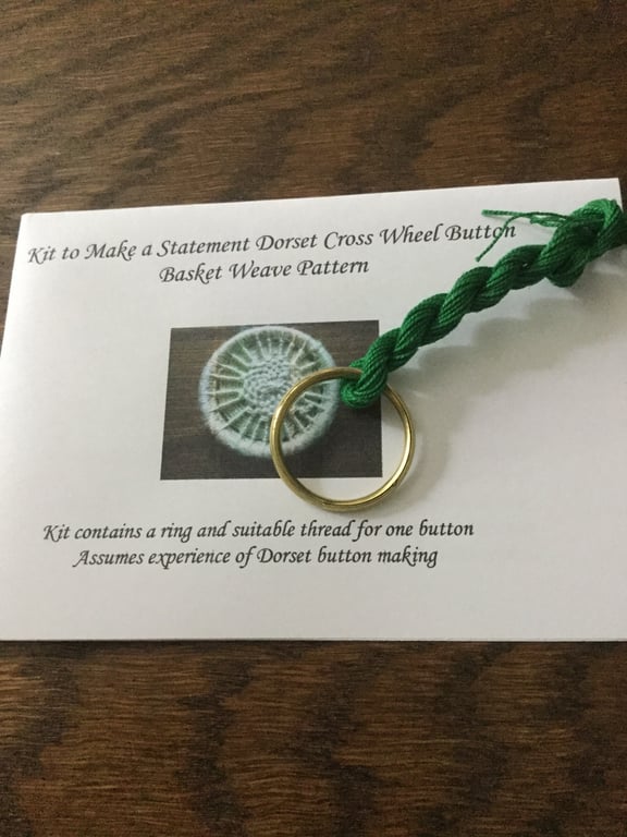 Kit to Make a Statement Dorset Button, Basket Weave Design, Green
