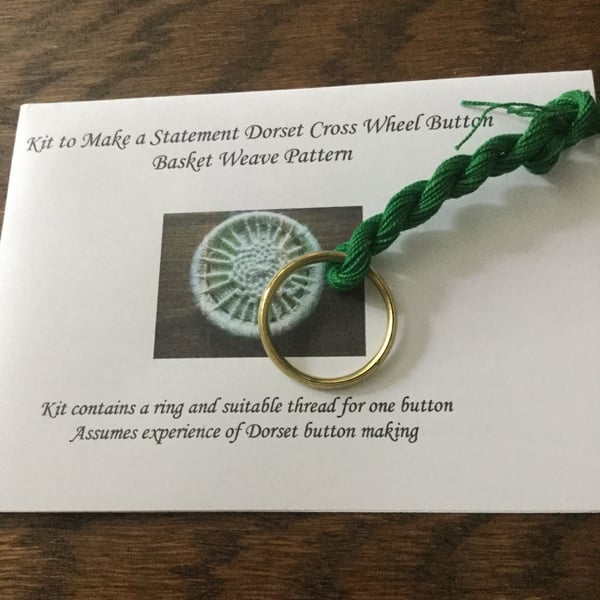 Kit to Make a Statement Dorset Button, Basket Weave Design, Green