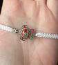 White Turtle Bracelet - Macrame Friendship Adjustable Bracelet - Image 3